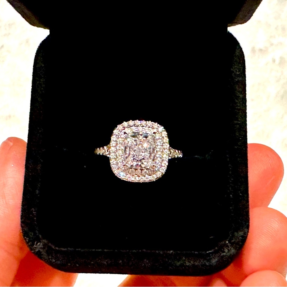 Double Halo Diamond Ring - Split Shank - size 7